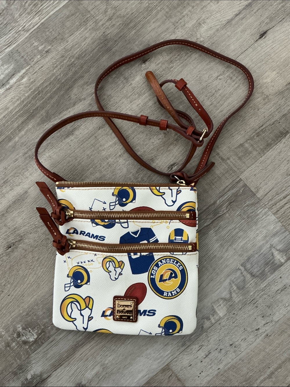 New Dooney & Bourke White and Brown Rams Crossbody Bag